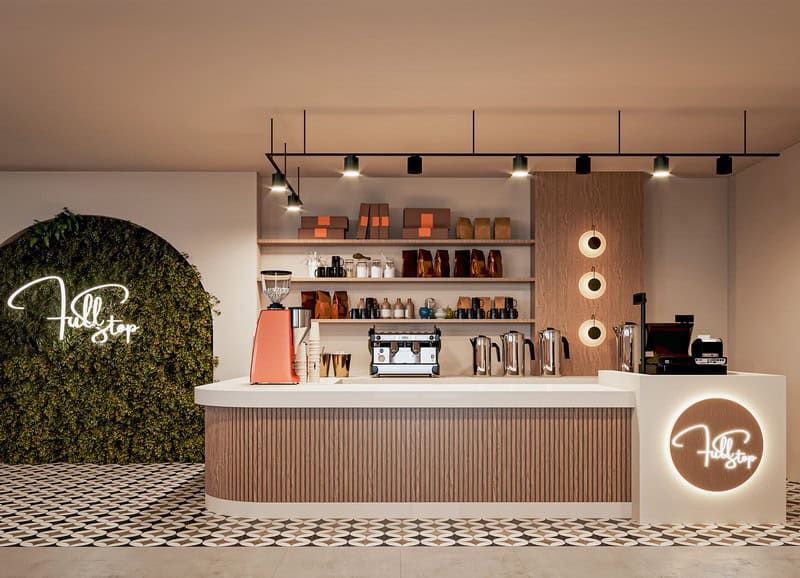 Hình ảnh quầy bar cafe hiện đại