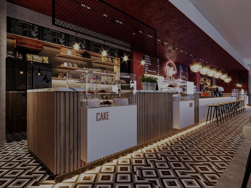 Hình ảnh quầy bar cafe hiện đại