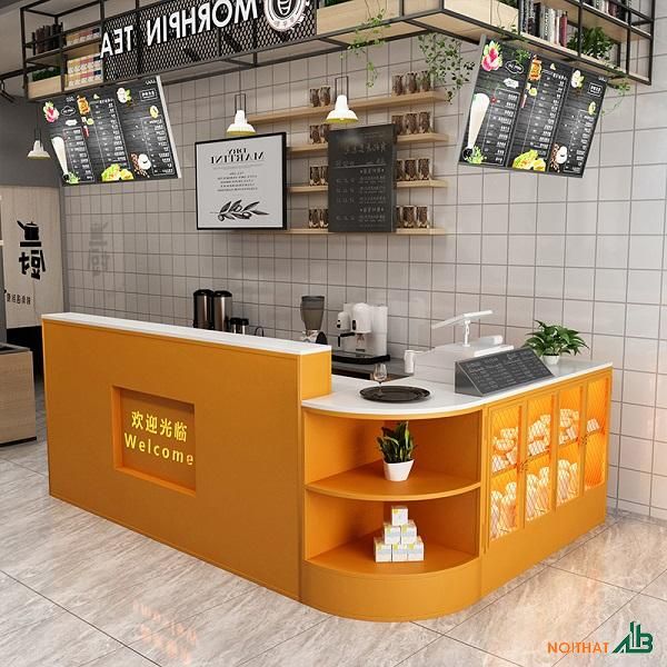 Quầy bar bo cong sơn cam