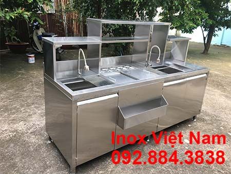 Quầy chũa đá inox kiểu L cao cấp